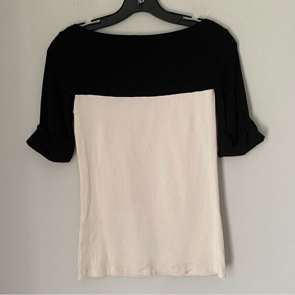 Lauren Ralph Lauren Women’s Folded Short Sleeve Color Block Boat Neck Teeshirt S - Picture 3 of 3